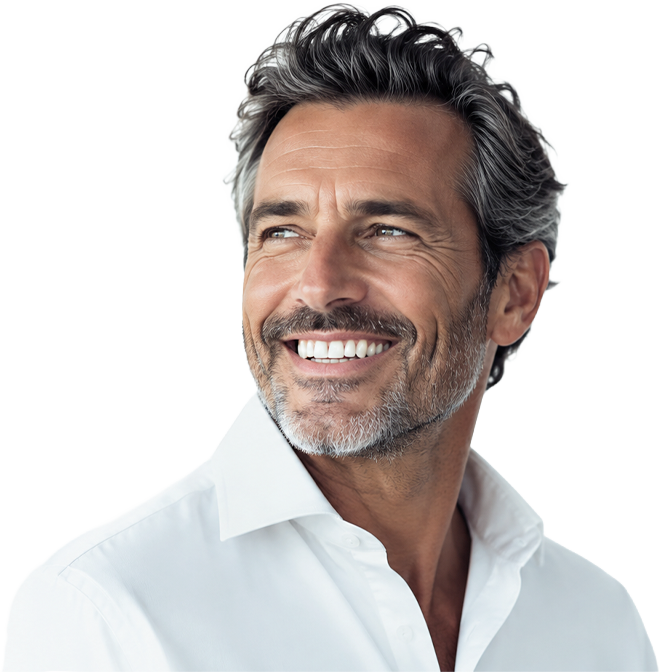 Paciente sonriendo tras su tratamiento de implantes dentales